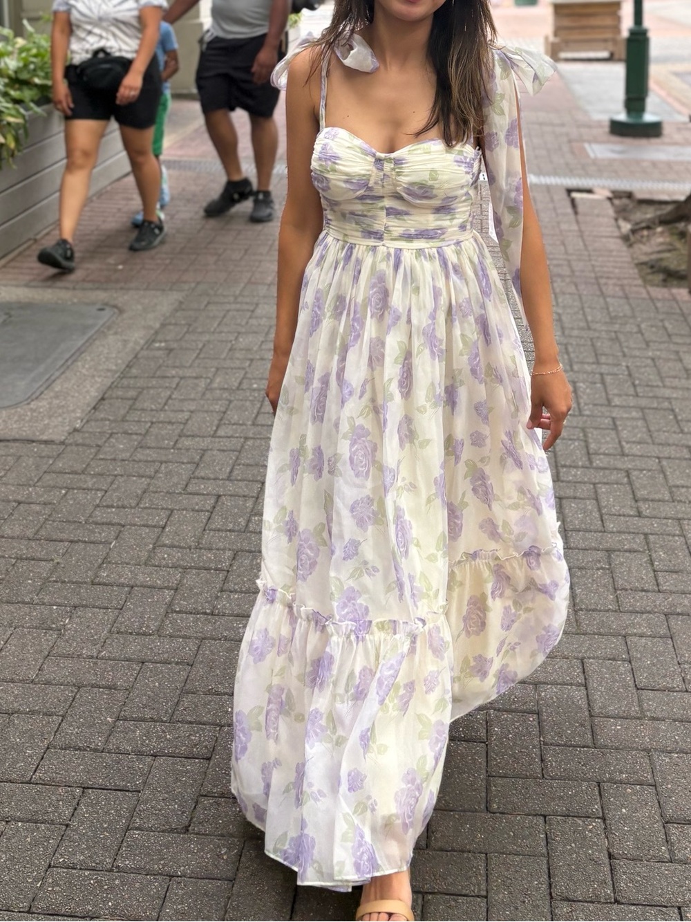 Floral Maxi Dress in Lavender and Cream